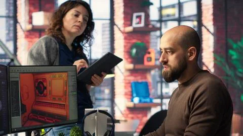 Game developer utilizes AI generated program to design spaceship station 写真素材