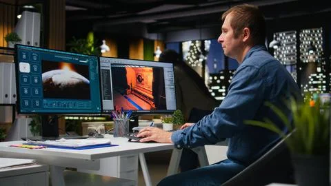 Game developer utilizes AI generated program to design spaceship station Stock Photos