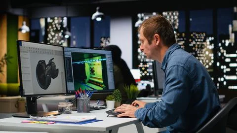 Game developer utilizes AI generated program to design spaceship station Stock Photos