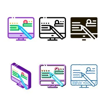 Game development and edition design icon vector outline Illustrazione stock