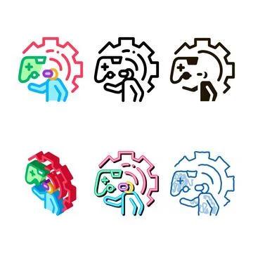 Game development and testing icon variety vector outline Illustrazione stock