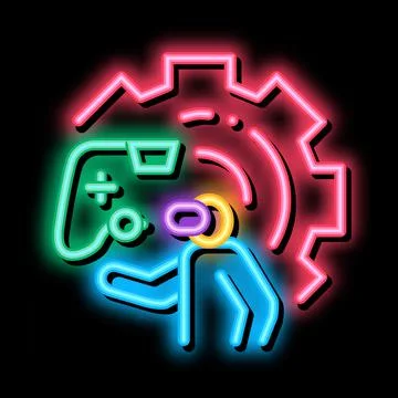 Game development and testing neon glow icon illustration Stock Illustration