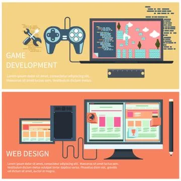 Game development and web design concept 스톡 일러스트
