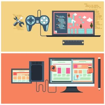 Game development and web design concept Stock Illustration