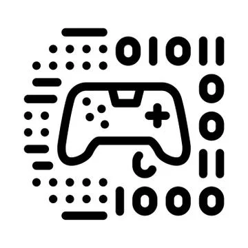 Game development binary code icon vector outline illustration Stock Illustration