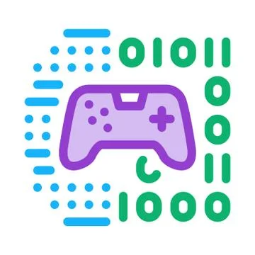 Game development binary code icon vector outline illustration Stock Illustration