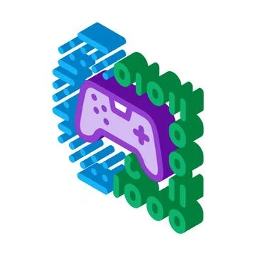 Game development binary code isometric icon vector illustration 스톡 일러스트