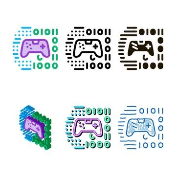 Game development binary multistyle code icon vector outline 스톡 일러스트