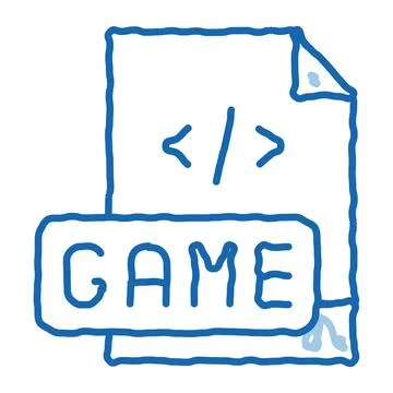 Game development coding doodle icon hand drawn illustration Stock Illustration