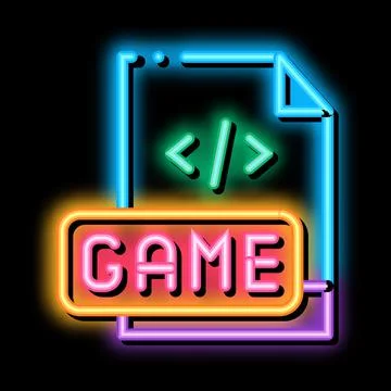 Game development coding neon glow icon illustration 스톡 일러스트