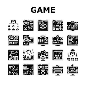 Game development computer icons set vector 스톡 일러스트