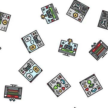 Game development computer seamless pattern vector Illustrazione stock