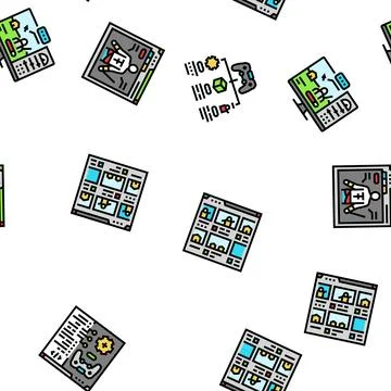 Game development computer seamless pattern vector Stock Illustration