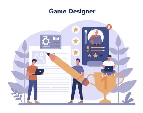 Game development concept. Creative process of a computer video Stock Illustration