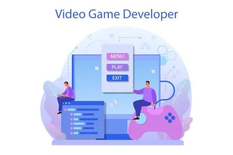 Game development concept. Creative process of a computer Stock Illustration