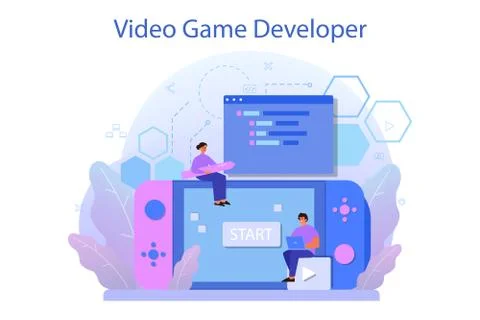 Game development concept. Creative process of a computer Stock Illustration