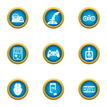 Game development icons set, flat style Stock Illustration