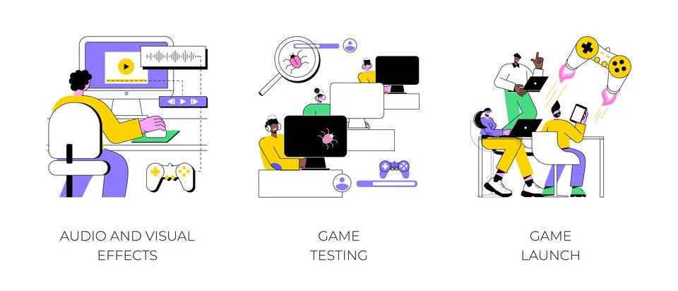 Game development isolated cartoon vector illustrations. Stock Illustration