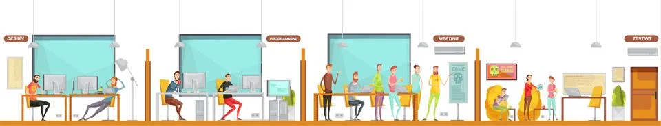 Game Development Office Composition Stock Illustration