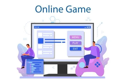 Game development online service or platform. Creative process Stockillustratie