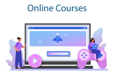 Game development online service or platform. Creative process Stock Illustration