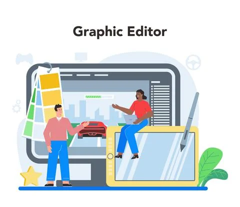 Game development online service or platform. Creative process Illustrazione stock