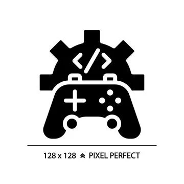 Game development pixel perfect black glyph icon Stock Illustration