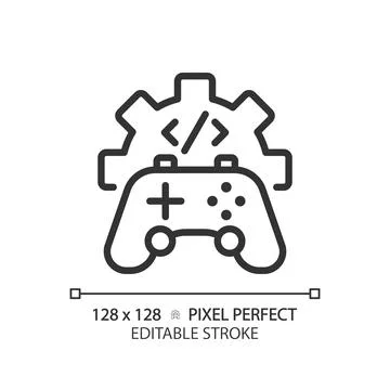 Game development pixel perfect linear icon Stock Illustration
