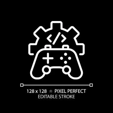 Game development pixel perfect white linear icon for dark theme Stock Illustration