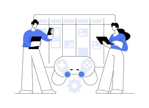 Game development planning abstract concept vector illustration. Illustrazione stock