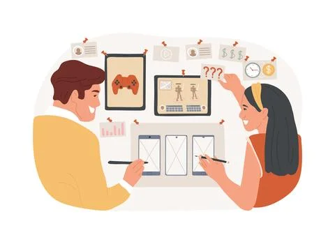 Game development planning isolated cartoon vector illustrations. 스톡 일러스트