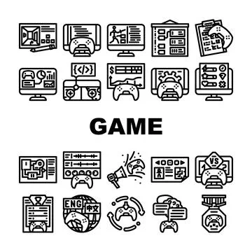 Game development software icons set vector イラスト素材
