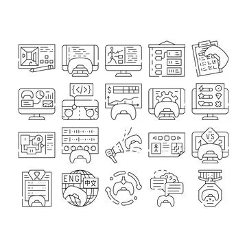 Game development software icons set vector イラスト素材
