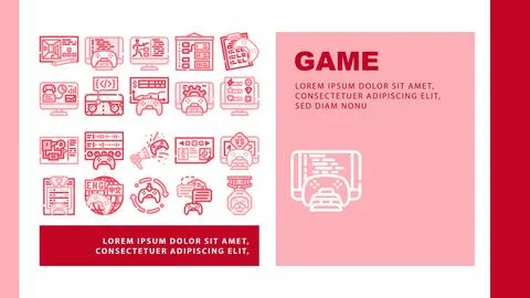Game development software landing header vector Stock-Illustration