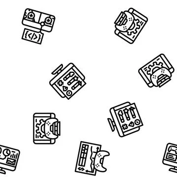 Game development software seamless pattern vector Stock Illustration