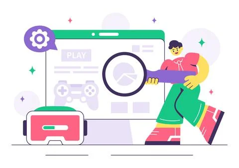 Game Development Vector Illustration Featuring Games, Digital Technology, P.. 스톡 일러스트