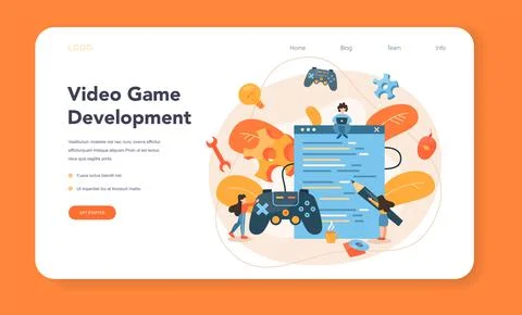 Game development web banner or landing page. Creative process イラスト素材