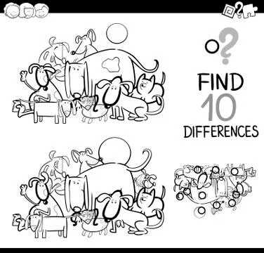 Game of difference with dogs Stock Illustration