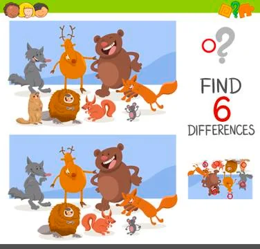 Game of differences with animals Stock Illustration