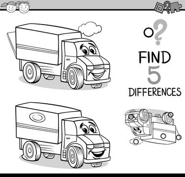 Game of differences for coloring Black and White Cartoon Illustration of F... Foto stock