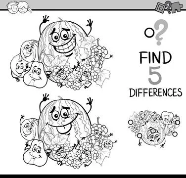 Game of differences coloring book Black and White Cartoon Illustration of ... Stock Photos