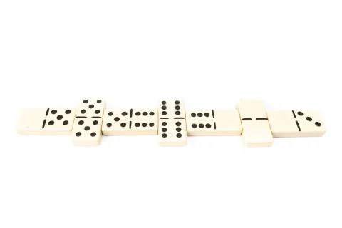 Game dominoes rectangular bottom plastic range of the white background Stock Photos