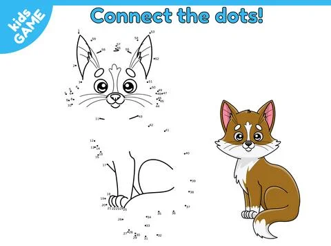 Game dot to dot cartoon cute cat Stock Illustration