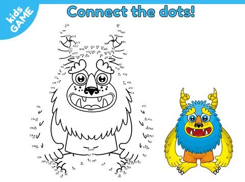 Game dot to dot cartoon monsters-1 Stock Illustration