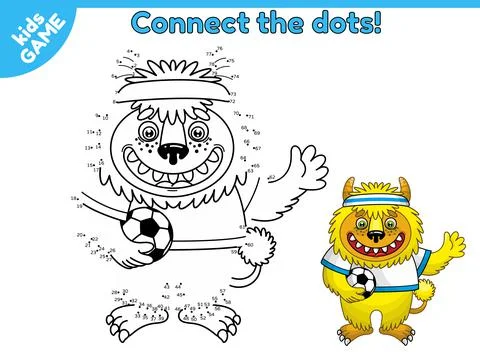 Game dot to dot cartoon monsters-6 Illustrazione stock