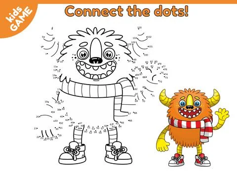 Game dot to dot cartoon monsters-3 Stock Illustration
