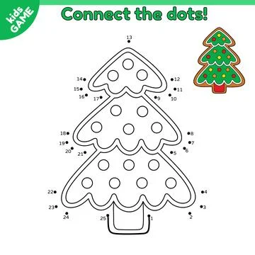 Game Dot to dot with gingerbread Christmas tree Stock Illustration