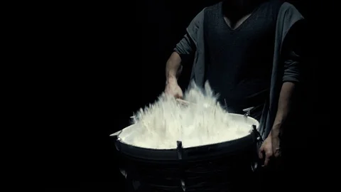 Game on a dusty drum close up. slow motion Stock Footage 98376795