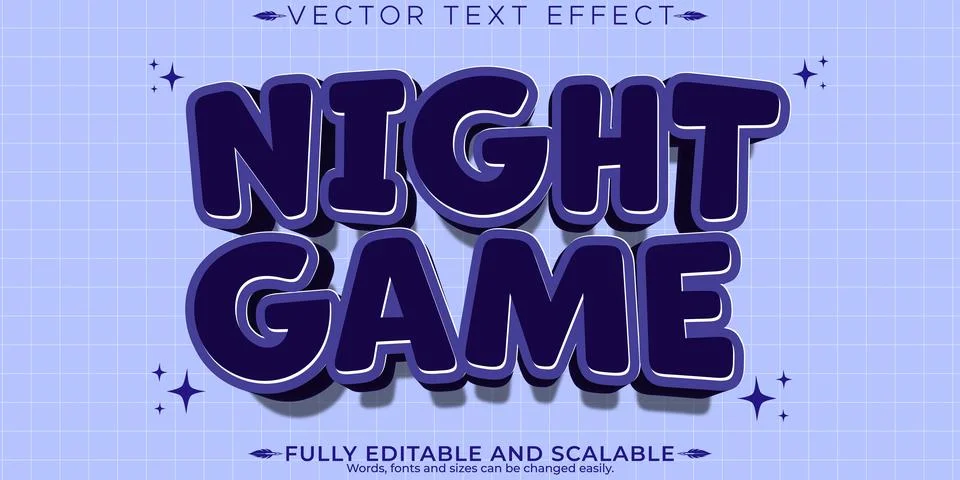 Game editable text effect, editable cartoon and night text style Illustrazione stock