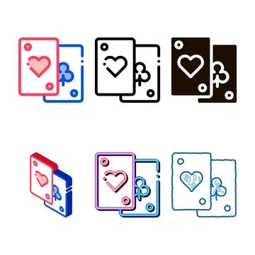 Game element cards vector thin line sign set icon Stock Illustration